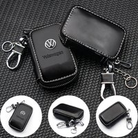 Leather Car Key Case Protection Auto Key Bag Key Chain Cover for VW Polo Touareg Tiguan Golf T3 T6 T5 B7 B5 Touran Passat Beetle