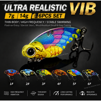 6Pcs Set High Vibration Butterfly VIB Fishing Lure Set, Metal Lure with Special Realistic Painting and 3D Simulated Fish Eyes