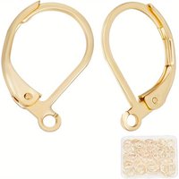 1 Box 80pcs D Shape Earring Hooks Gold Silver Plated DIY Jewelry Making Supplies