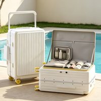 Front Opening Travel Suitcases on Wheels Sturdy Aluminum Frame 20/24/26 Inch Wide Handle Luggage Large Capacity Women's Bag