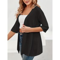 Europe, America, autumn and winter explosions elegant women's plus size half sleeve medium and long light elastic cardigan women