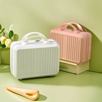 Small Travel Suitcase Cosmetic Box 14 Inch Handbag Souvenir 16 Inch Handheld Box Storage PU Leather Checkered Pattern