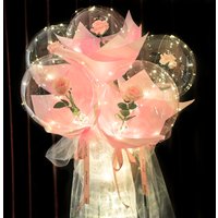 LED Luminous Balloon Rose Bouquet Light Transparent Balloons Flower for Wedding Party Valentines Day Decor Birthday Thanksgiving
