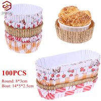 100 Pieces Of Bread Paper Tray Baking Cups Muffins Hamburger Oil-Proof Practical Mini Snack Heat Resistant Cake Tools