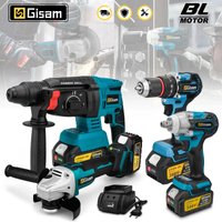 Gisam bezszczotkowe zestawy elektronarzędzi elektryczny klucz udarowy wiertarka elektryczna szlifierka kątowa młot elektryczny do akumulatorów Makita 18v