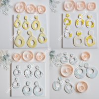 3pcs Hollow Circle Square Donut Shape Polymer Clay Cutters for Jewelry & Earring Making, Boho Geometric Clay Cutting Molds
