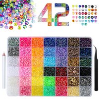 23800 pièces contenant 42 couleurs de strass en résine effet gelée, pierres précieuses scintillantes à fond plat de 3 mm pour nail art, livré avec une pince à épiler