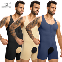 Premium Compression Shapewear for Men Soft Full Body Shaper Open Crotch Bodysuit Tummy Control Butt Lifter Male Hook Faja Corset