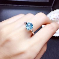 925 Sterling Silver Blue Topaz Ring Super Flash 2 Carat Seiko Open Ring Women's Engagement Promise Wedding Ring Jewelry