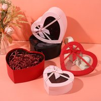 New Heart-shaped Gift Box Transparent with Cover Present Boxes Bowknot Packaging Paper Box Valentine's Day