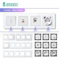 BSEED 1/2Gang Wall Light Switches 1/2Way TV/ST/CAT6/Dimmer Function Parts EU Socket USB Type-c Glass Frames DIY Free Combination