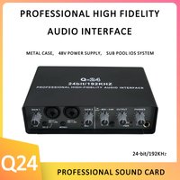 Q24 Audio Interface Professional Sound Card with Monitoring Electric Guitar Live Recording For Studio Singing Micro, Vocalist,