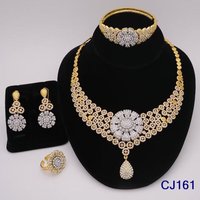 Luxury African women 18kg Gold Plated 4pcs Jewelry Set Bridal Wedding Necklace Earrings Ring Bracelet party gifts