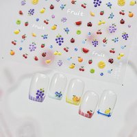 Mini Fruit Slice 5D Nail Stickers Watermelon Orange Strawberry Grape Tiny Fingertip Fruit Self-Adhesive Nail Art Decals Manicure