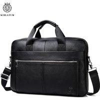 SCHLATUM Genuine Leather Briefcases Hard For Men Luxury Handbags Laptop Briefcase Bags 15 Inch Office Bussiness Computer Bag