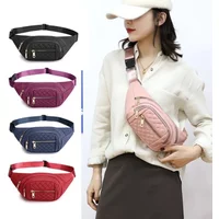 Simple Nylon Waist Bag, Multi Zipper Chest Bag, Casual Crossbody Fanny Pack For Outdoor Sport Running Hiking Cycling