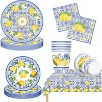 Lemon Party Disposable Tableware Sets Elegant Fancy Disposable Plates Cups Tablecloth Birthday Wedding Party Decoration Supplies