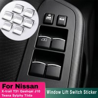 For Nissan X-trail T31 Qashqai J10 Teana Sylphy Tiida March Sunny Note Altima Navara D40 Window Lift Switch Sticker Interior