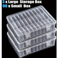 90/30 Grid Durable Transparent Plastic Storage Box, Suitable for Jewelry, Handicrafts, and Small Items, with Lid Transparent Sto