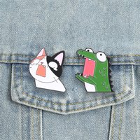 Crocodile Calico Cat Enamel Pins Screaming Animal Meme Brooches Lapel Badge Funny Cute Kitten Jewelry Gift for Friends