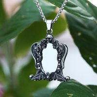 Good Polished 2024 New Creative Mirror And Skull Pendant Necklace For Man Women Personality Charm Jewelry Punk Rock Jewelry