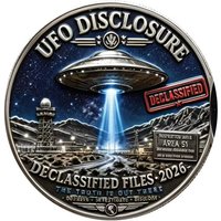 Unidentified Aerial Phenomena Earth & Spaceship Challenge Coin, Area 51 "Declassified Files 2026" UFO Collectible Coins