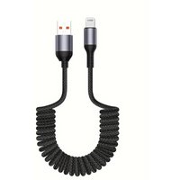 Spring Car Charger Cord 3A Fast Charging USB Cable For iPhone 14 11 12 13 Pro X XS Max 6 7 8 Plus SE iPad Data Wire