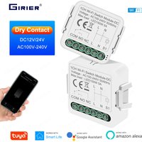 GIRIER Smart Dry Contact WiFi Switch Module Smart Home DIY Breaker Relay DC 12/24V AC 100-240V Compatible with Alexa Google Home