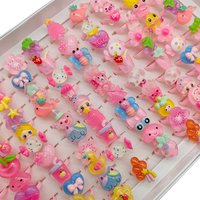 30/100/Lot Hot Mix Style Kids Finger Rings Open Adjust Design Children Ring Cosplay Jewelry Clear Animal Fruit Candy Girl Gifts