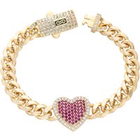 14K Gold Plated Copper heart Chain Bracelet for Men Women Adjustable 17cm 20cm Hip Hop Jewelry