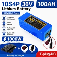 Wasserdichtes Gehäuse, neues 36V 100Ah 10S4P wiederaufladbares Lithium-Akkupack, 250W-1000W Hochleistungsmotor mit BMS, geeignet für Elektrofahrräder und Elektroroller