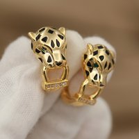 New Sight Design Luxury Black Leoaprd Stud Earrings for Women Fashion Brand Brand Crystal Animal Jewelry Earrings Gift
