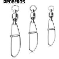 PROBEROS 10PCS Heavy Duty Fishing Swivels - Stainless Steel Ball Bearing Swivels With Interlock Snaps For Saltwater & Freshwater
