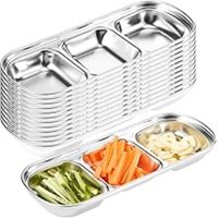 3-compartment Sauce Dish Stainless Steel Soy Tomato Sauce Salt Vinegar Sugar Spiced Flavor Condiment Dip Bowls Korean BBQ