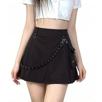Punk Black Skirt Harajuku Gothic High Waist Women Sexy Patchwork Bandage Mini Skirts Female Streetwear