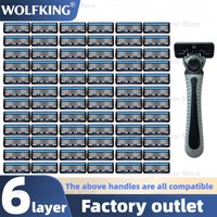Men's and women's universal manual safety razor with handle. 6-layer stainless steel hair removal and shaving razor. Replaceable