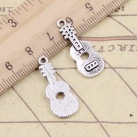 20pcs Charms Acoustic Guitar 26x11mm Tibetan Bronze Silver Color Pendants Antique Jewelry Making DIY Handmade Craft