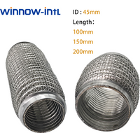 ID 45mm Longs 100/150/200mm Stainless Steel 304 Flex Pipes Exhaust Bellow Tube Flex Coupler With Mesh Interlock Flexible Bellows
