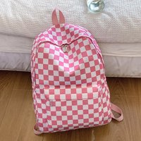 Campus Commute Essentials Checkerboard Laptop Backpack for Women Fashion Print Crossbody Set Multi Pocket Adjustable Straps
