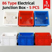 5PCS Type 86 Electrical Wall Mounting Boxes, Recessed Back Boxes with Wire Slots for Switch and Socket Installation, White Blue