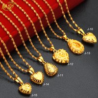 XUHUANG Dubai Heart Necklaces For Women Girls Jewellery Gifts Love Charm Pendant Chain Bridal Wedding Necklace Jewelry Gifts