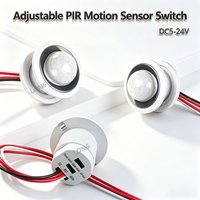 PIR Infrared Sensor Switch DC5-24V 100W Delay Time & Light Sensitivity Adjustable for Closet Cabinet Corridor Ceiling LED Lamp