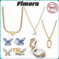 925 sterling silver sweet butterfly-shaped set of diamond earrings and pendants for ladies as a anniversary gift of jewelry