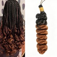 Synthetic 16" Spiral Curly Crochet Braiding Hair Loose Wave Braids Hair Extensions Ombre Color for Black Women