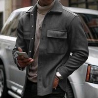 American Retro Thick Fleece Lapel Coat Single Button Design Men Casual Warm Jacket Winter Daily Outer Clothes