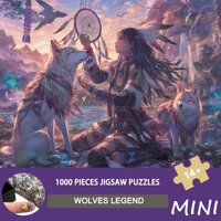 Mini Size Puzzle 1000PCS Wolves Legend 38x26cm Wilderness Art Adults Epic Howling Pack Design, Cabin Wall Decor for Living Room