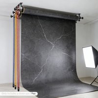 3-Rollen-Wandmontiertes Fotografie-Hintergrundsystem, manuelles Fotohintergrundhalter-System mit 6 Ausziehbalken, 3 Ketten und dreifach faltbaren Haken für Studioaufnahmen