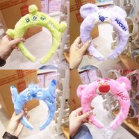 Fluffy Strawberry Bear Hairband Three-Eyed Cartoon Headband Mickey Mouse Photo Hair Clip Amusement Park Headband