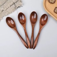 Japanese-Style Solid Wood Spoon with Short Handle, Small Wooden Spoon, Baby Spoon, Tea Spoon, Mini Spoon, Seasoning Spoon, Coffee Spoon, Powder Spoon, Wooden Coffee Dessert Honey Spoon, Soup Spoon,