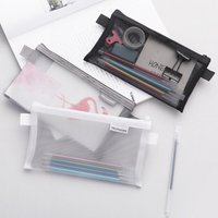 1pc Transparent Mesh Pencil Case Storage Student Simple Pencil Bag Large Capacity Pouches Stationery Organizer Pencilcase Holder
